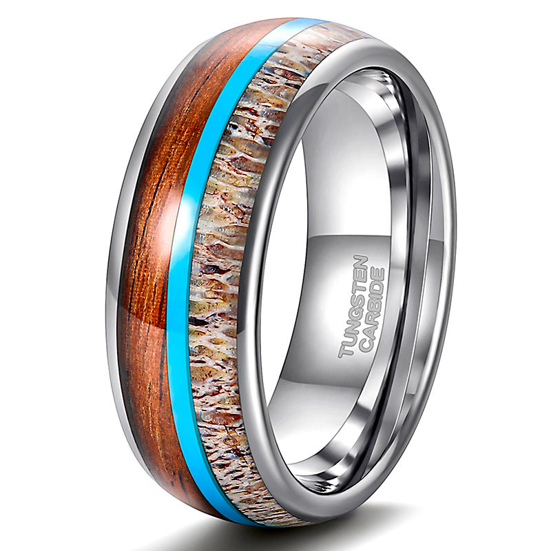 Antlers Turquoise And Acacia Mangium Tungsten Ring