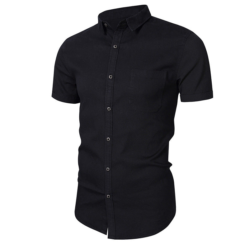 Men's Short-sleeved Casual Denim Non-ironing Shirt