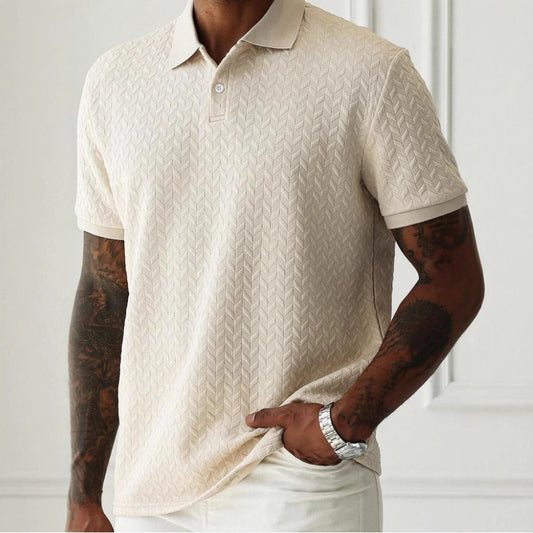 Men's Solid Color Polo Collar Short-sleeved Shirt