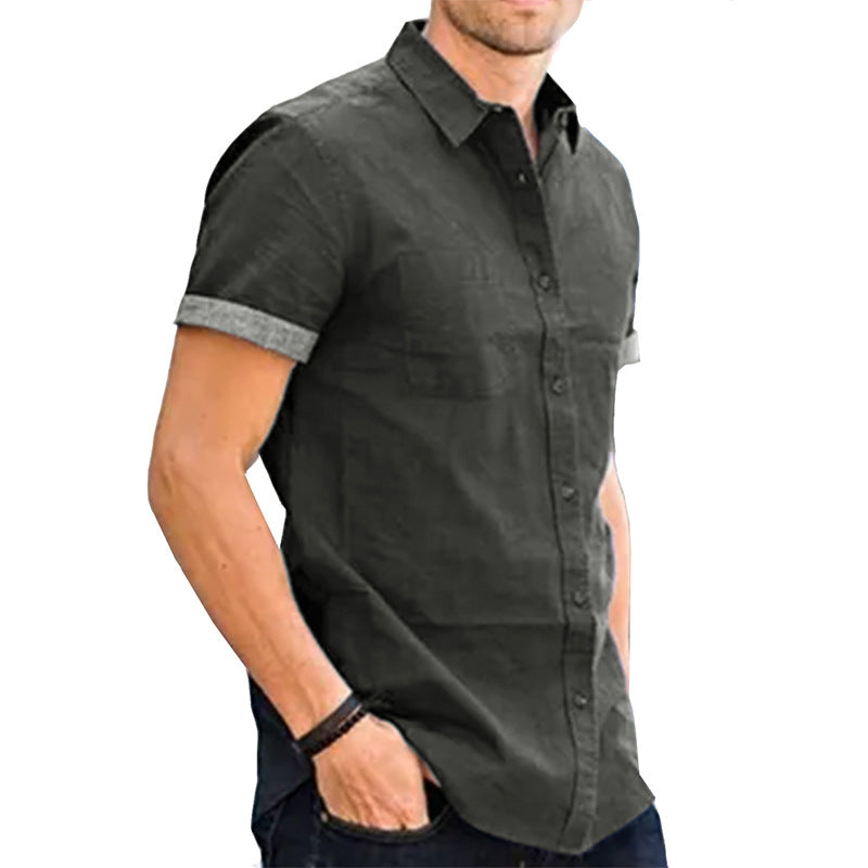 Men's Short-sleeved Casual Denim Non-ironing Shirt