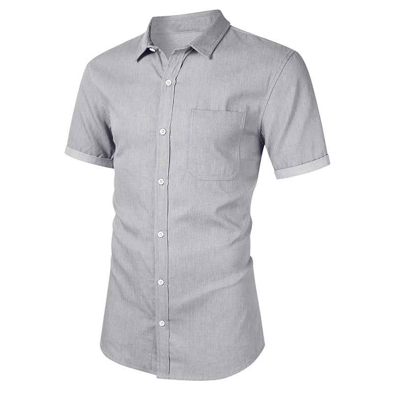 Men's Short-sleeved Casual Denim Non-ironing Shirt