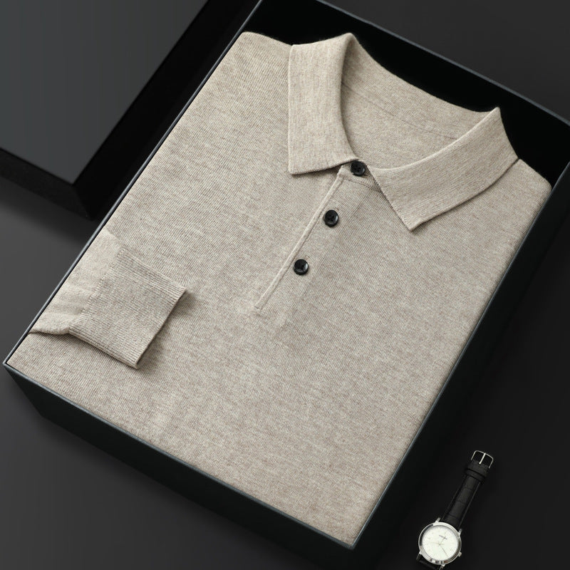 Spring And Autumn New Fashion Casual Polo Collar Long-sleeved Sweater Men