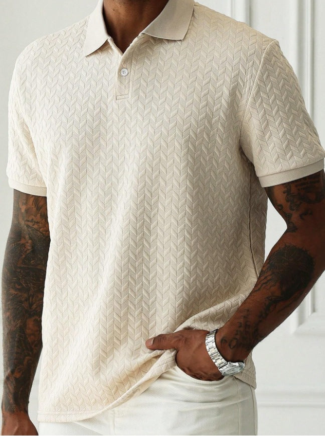 Men's Solid Color Polo Collar Short-sleeved Shirt