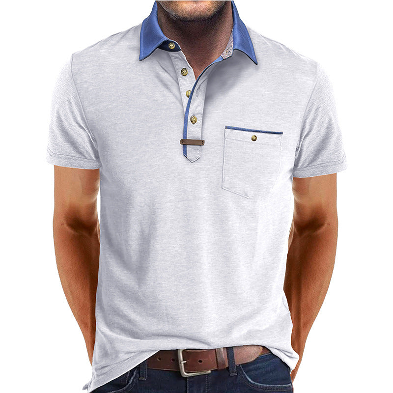 European And American Style Men's Clothing Short Sleeve Lapel T-shirt