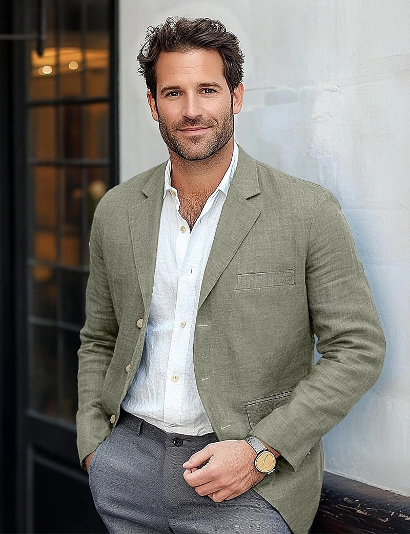 Men's Jacket Casual Cotton And Linen Suit