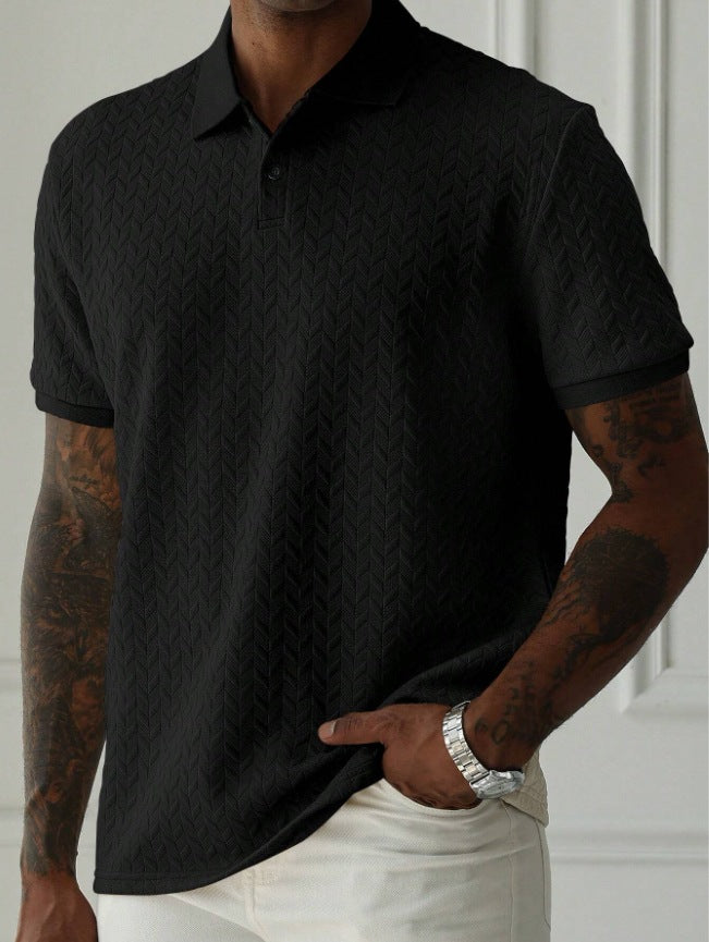 Men's Solid Color Polo Collar Short-sleeved Shirt