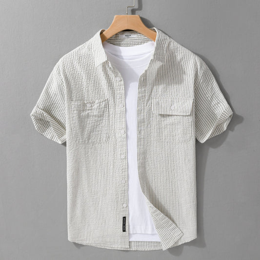 Men's Short Sleeve Casual Trend Cotton Shirt All-matching