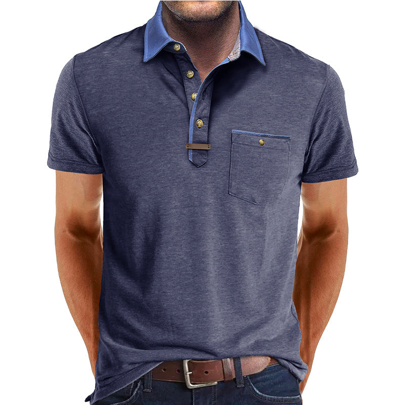 European And American Style Men's Clothing Short Sleeve Lapel T-shirt
