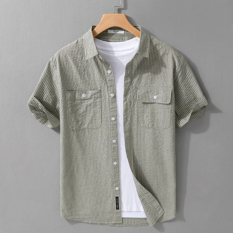 Men's Short Sleeve Casual Trend Cotton Shirt All-matching
