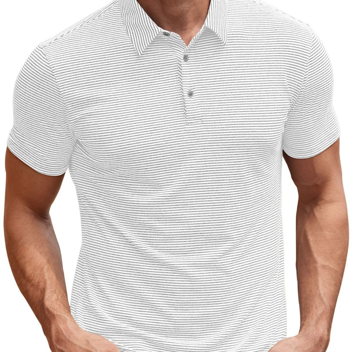 Contrast Color Striped Short Sleeve Men's Summer Loose Lapels