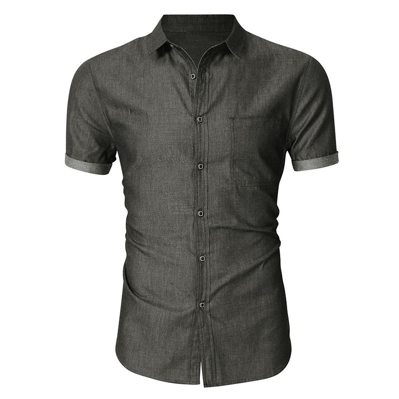 Men's Short-sleeved Casual Denim Non-ironing Shirt
