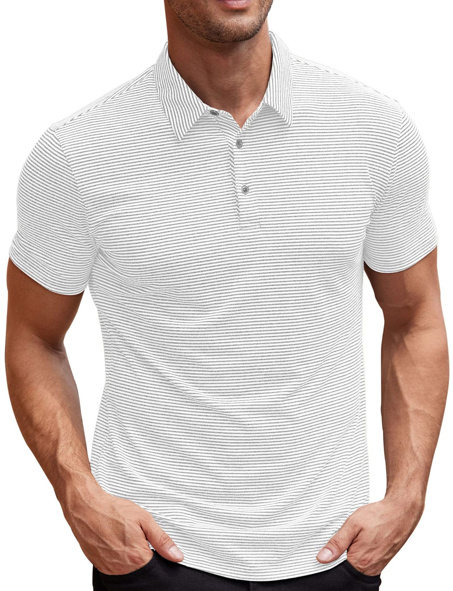 Contrast Color Striped Short Sleeve Men's Summer Loose Lapels