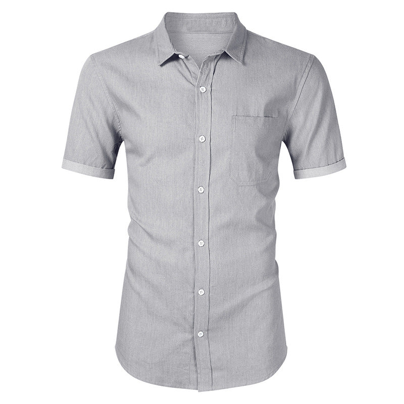 Men's Short-sleeved Casual Denim Non-ironing Shirt