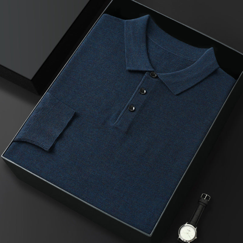Spring And Autumn New Fashion Casual Polo Collar Long-sleeved Sweater Men