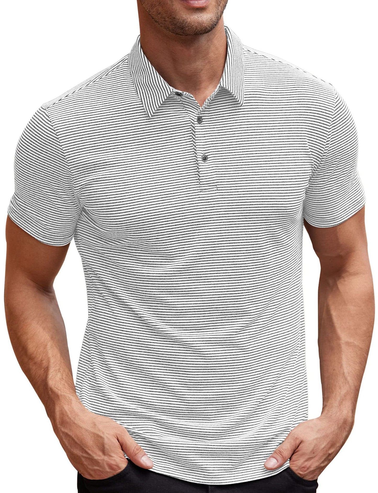 Contrast Color Striped Short Sleeve Men's Summer Loose Lapels