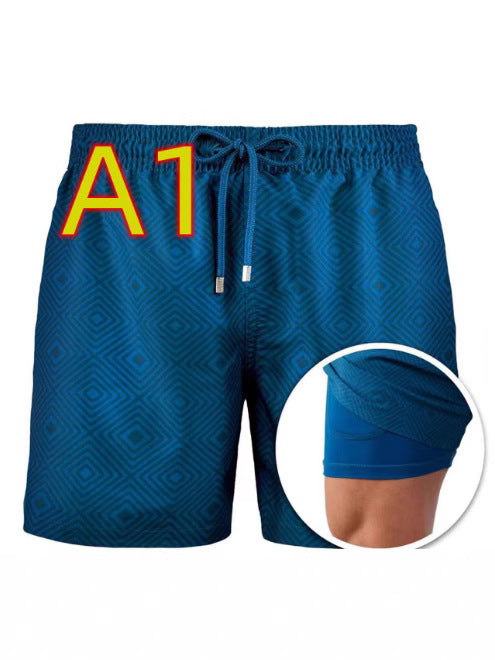 European And American Shorts Men's Beach Sports Pants Printed Double Shorts - Zalixer
