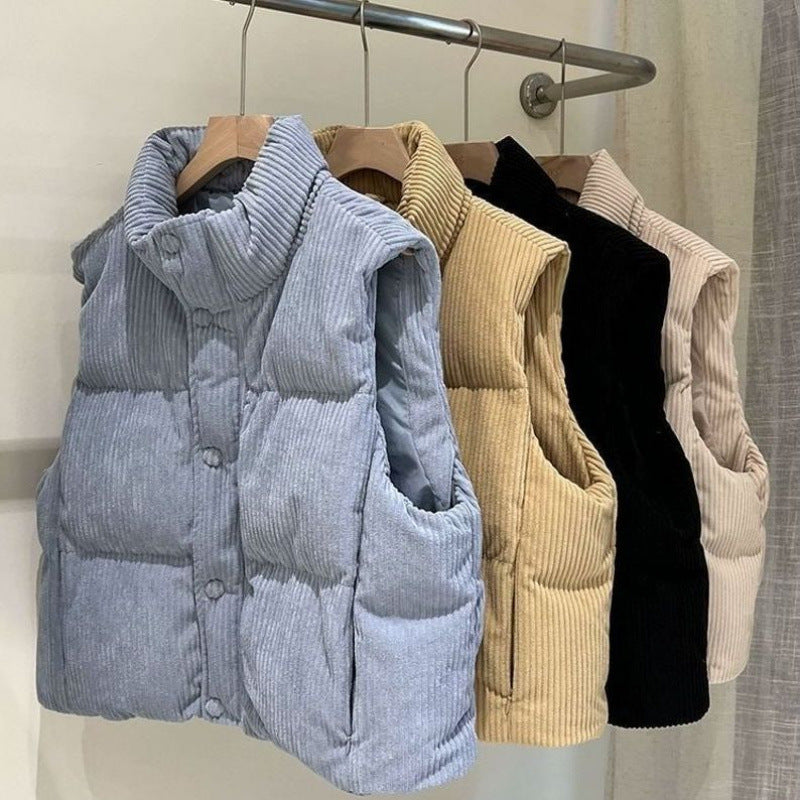 Womens Stylish Short Vest With A Stand-up Collar - Zalixer