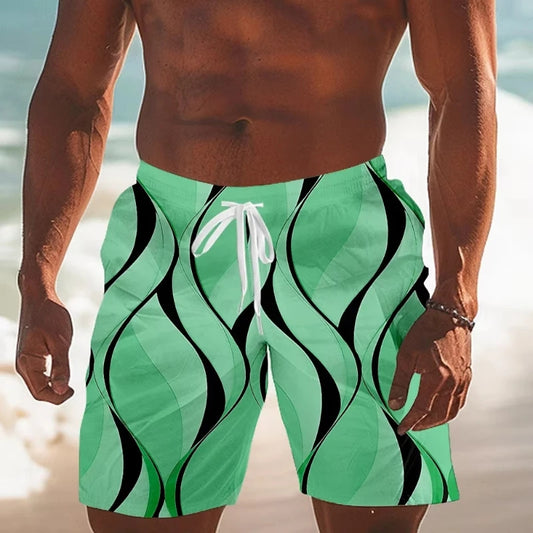 Mens Swim Trunks Beach Shorts With A Simple 3D Line Design  Perfect For Quick drying Summer Outdoor Activities - Zalixer