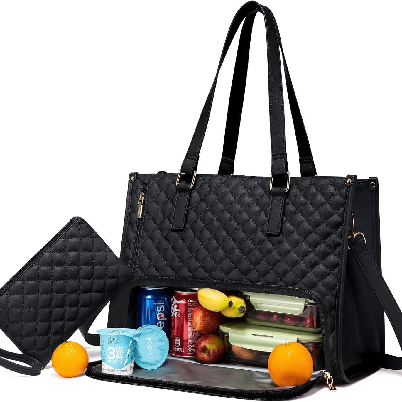 Fashionable Lunch Tote Bag Women's Thermal Insulation Lunch Box Leak-proof Crossbody Computer Storage Bag Quilted Large Capacity Handbag With Purse - Zalixer