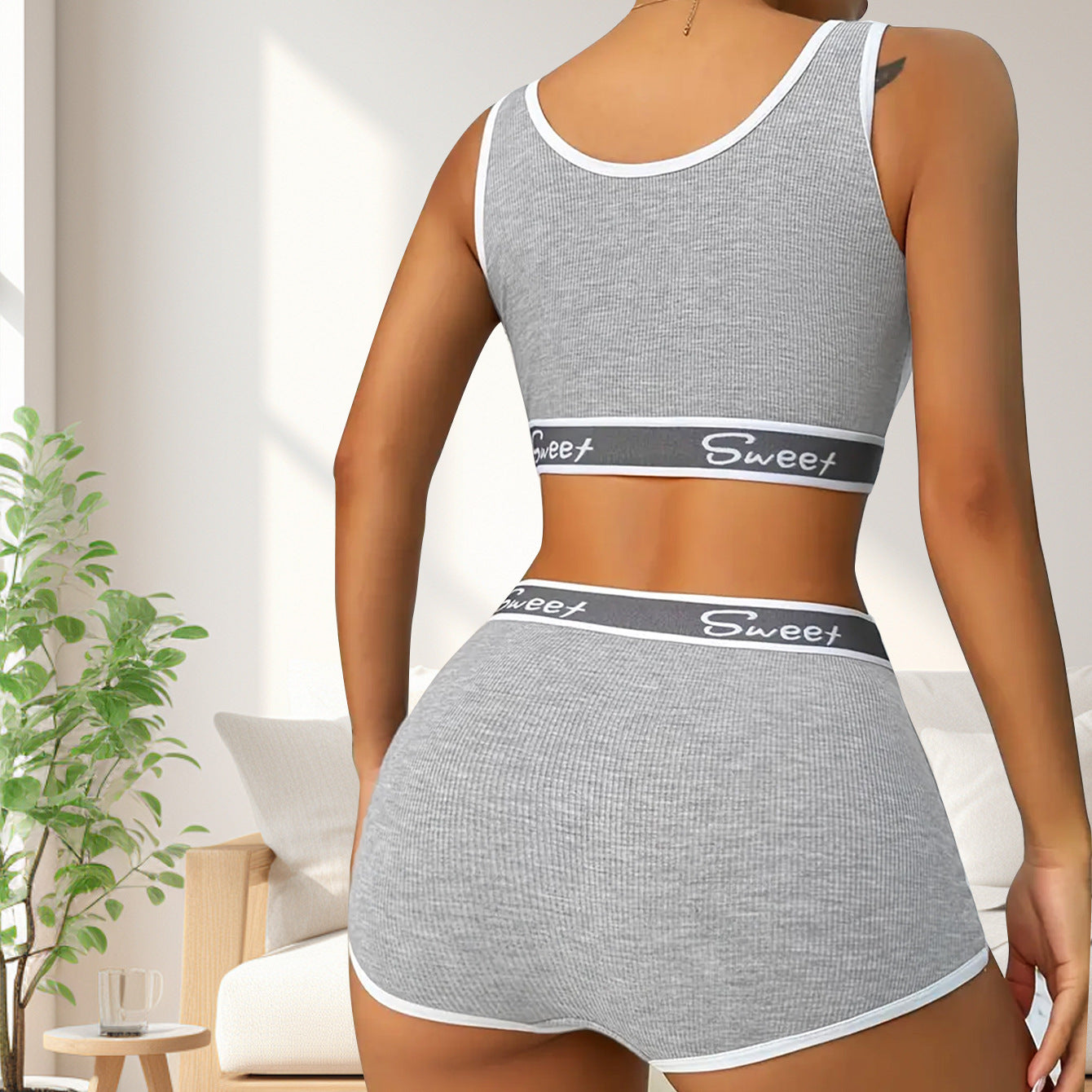 Workout Underwear Cotton Wide-brimmed Letters Sports Underwear Suit - Zalixer