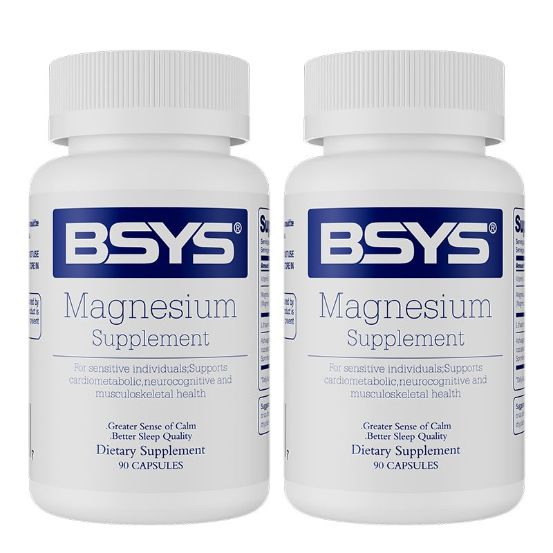BSYS Magnesium Supplements Sleep & Anxiety Relief Aid Muscle Relaxation Support Heart Health & Blood Sugar Balance Formula Cognitive Function Enhancement Nighttime Wellness Supplement