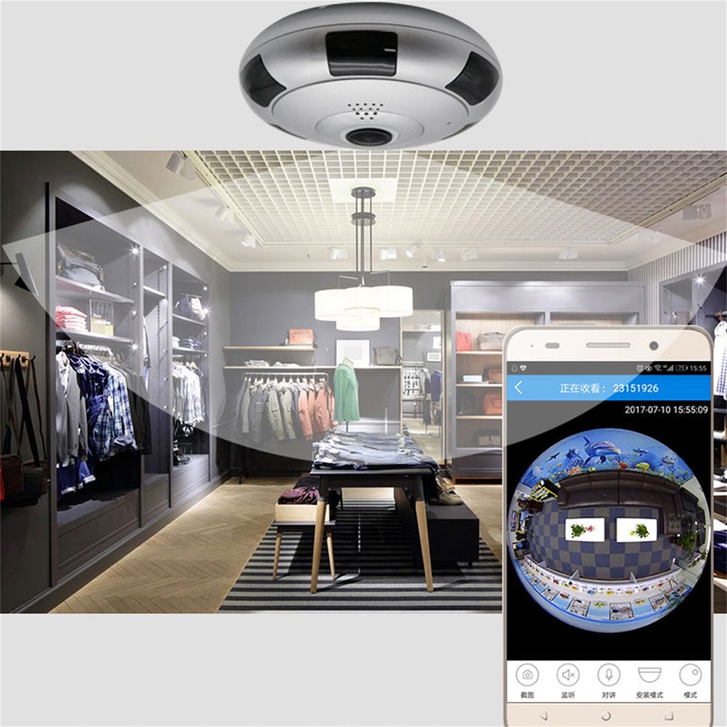 Panoramic Camera 360 Degree VR Fisheye HD Night Vision Mobile Phone Remote Wireless