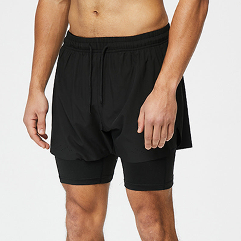 Double-layer Professional Running Shorts Quick-drying Breathable Fitness Shorts - Zalixer
