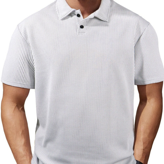 Men's Casual Striped Lapel Short Sleeve