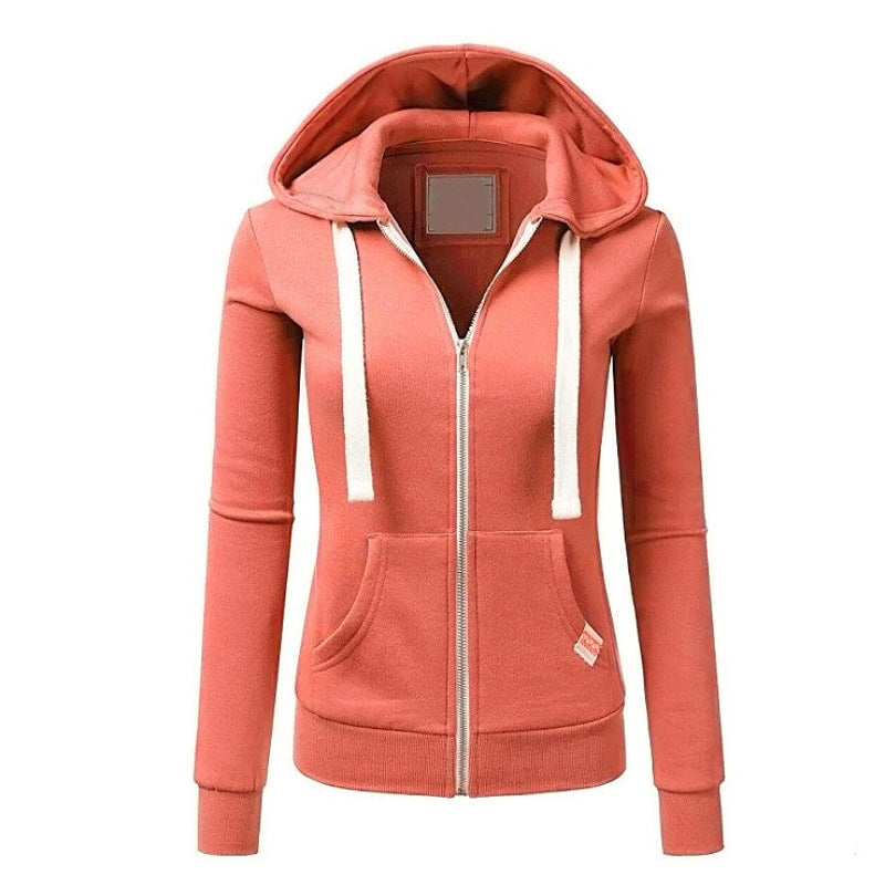 Womens Casual Sporty Cardigan With Zipper Hooded Sweatshirt - Zalixer