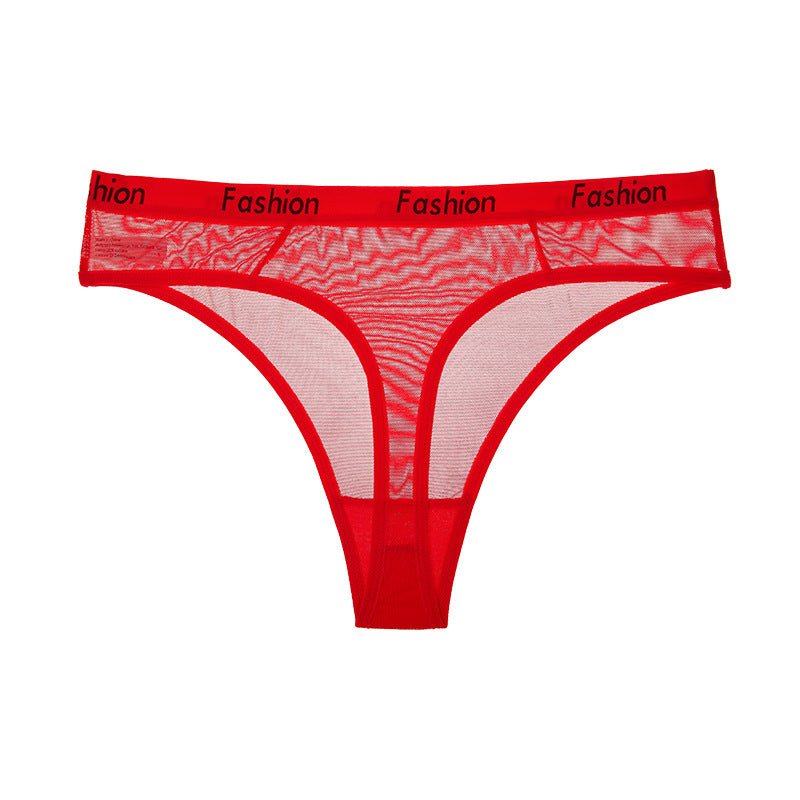 Thong Feminine Mesh Transparent Low Waist Sports Seamless Panties - Zalixer