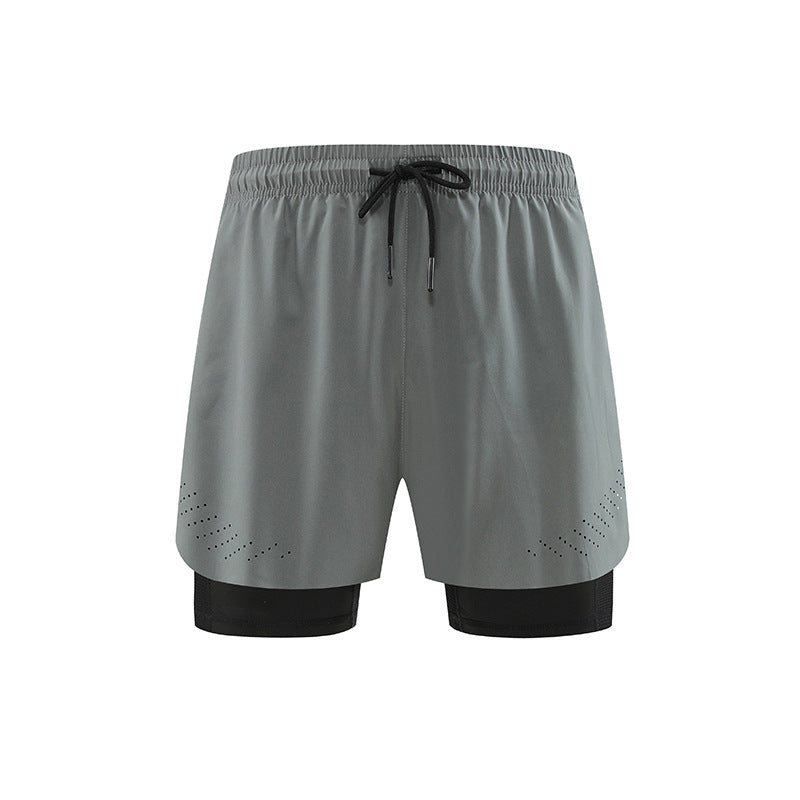 Double-layer Professional Running Shorts Quick-drying Breathable Fitness Shorts - Zalixer