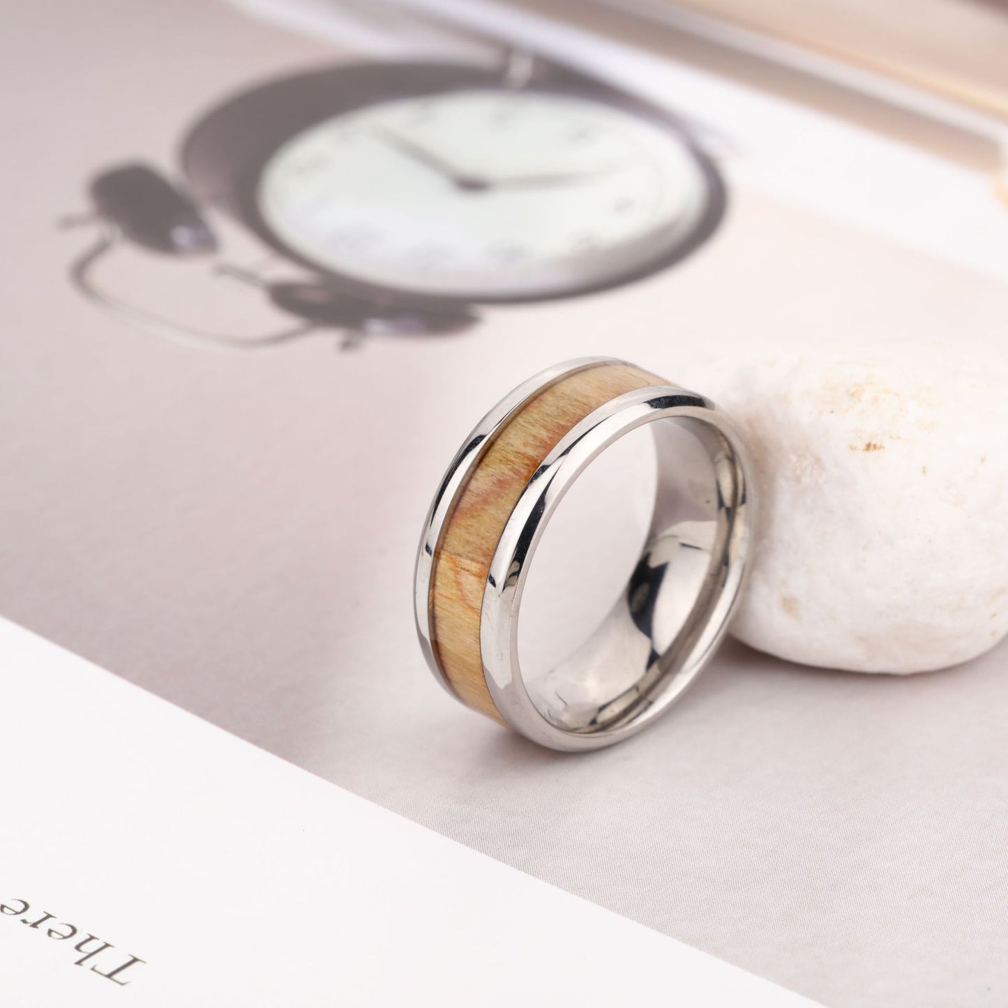 New Fashion Simple European And American Wood Leather Ring