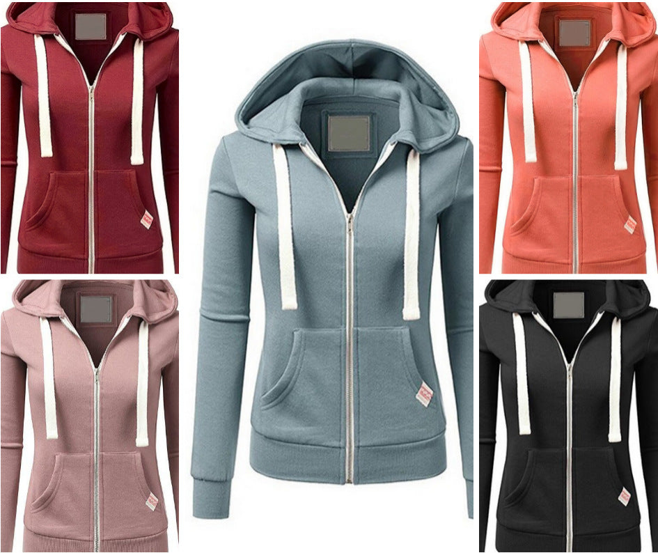 Womens Casual Sporty Cardigan With Zipper Hooded Sweatshirt - Zalixer