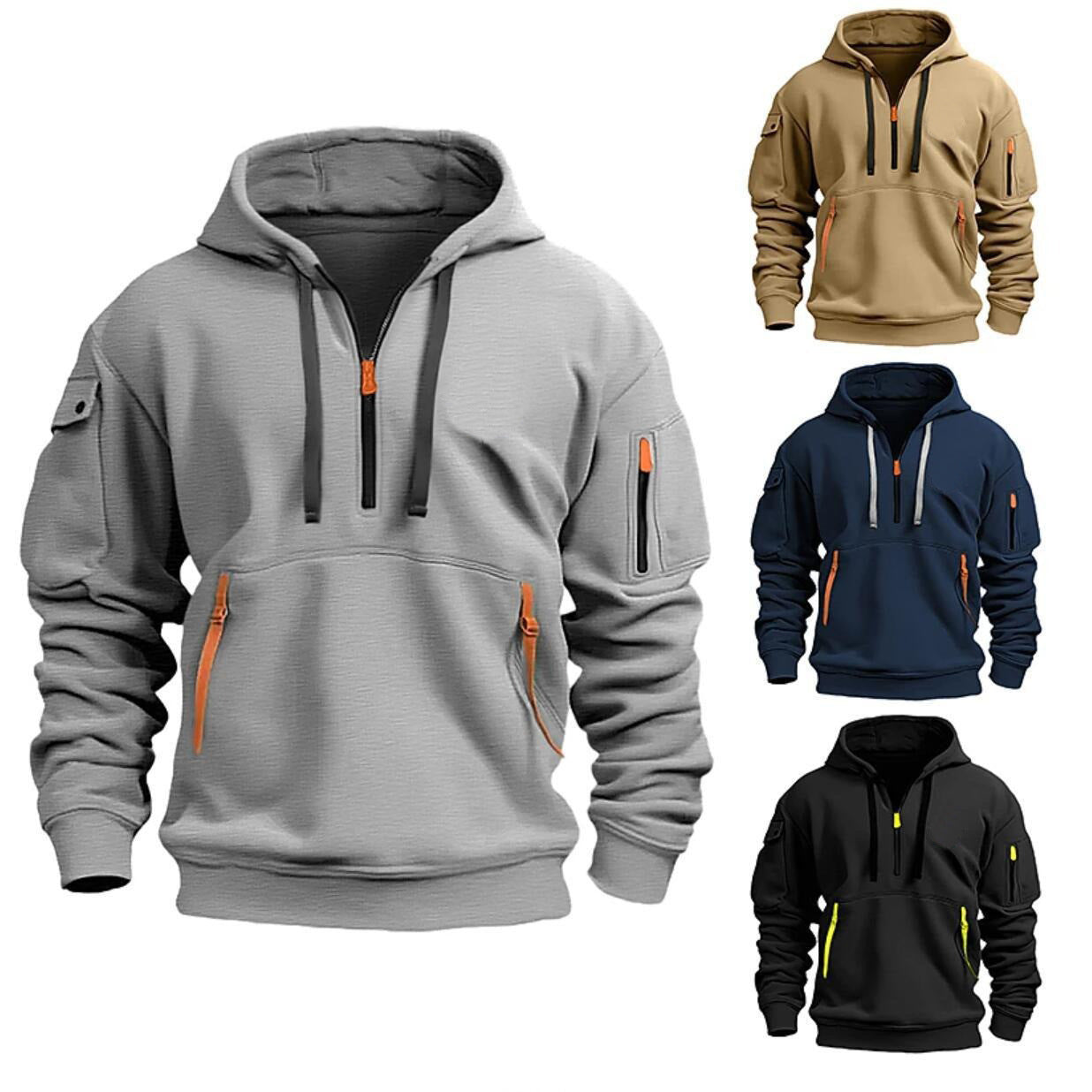 Men's Cotton Dropped Shoulder Hooded Sweatshirt Plus Size Loose