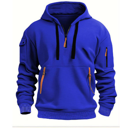 Men's Cotton Dropped Shoulder Hooded Sweatshirt Plus Size Loose