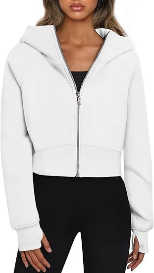 Casual Zippered Hooded Sweatshirt Fleece Sport Cardigan Fashion Hoodies Short Tops Womens Clothing - Zalixer