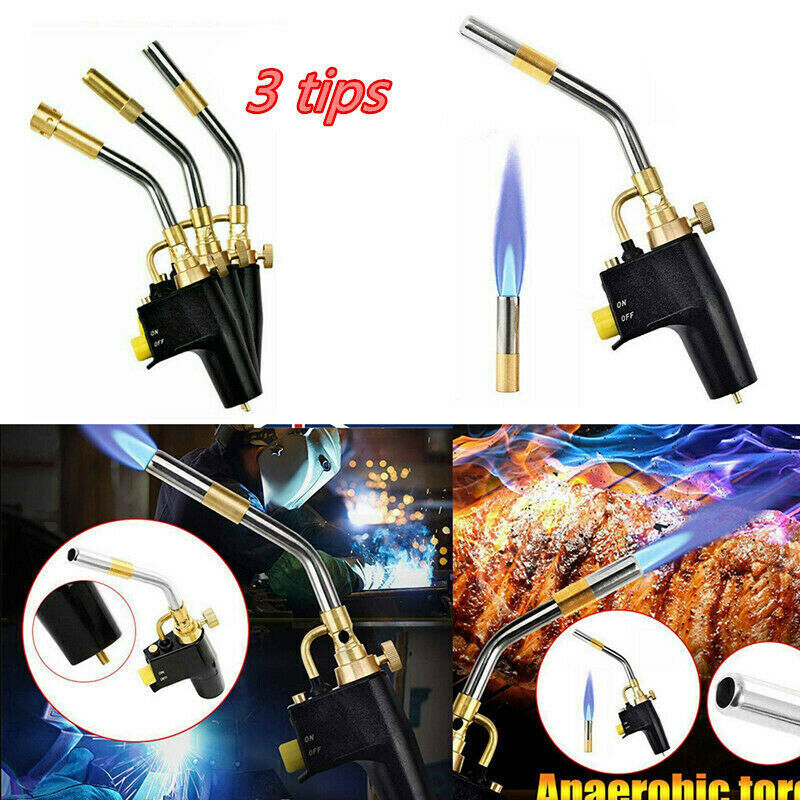 Propane Mapp Gas Blow Torch Welding Soldering Brazing Plumbers Tool 3 Tips GB