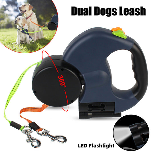 Dual Retractable 360 Swivel Dog Leash
