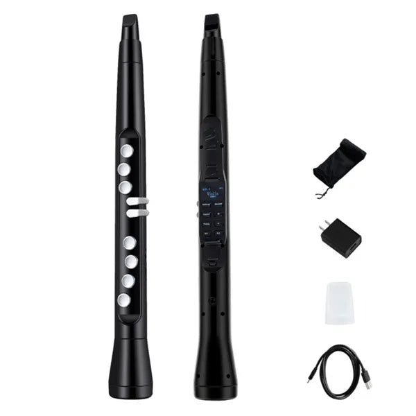 Portable Wireless MIDI Electronic Saxophone - 100 Tones, 3W Hi-Fi Speaker, 12hrs Playtime, 0.7lbs (Black ABS) - Zalixer