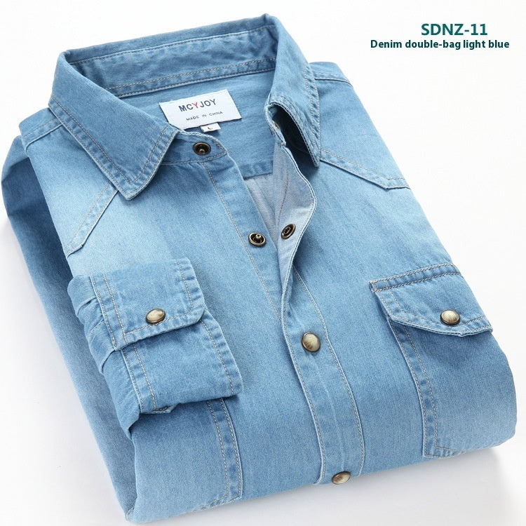 Men's Cotton Denim Long-sleeved Shirt