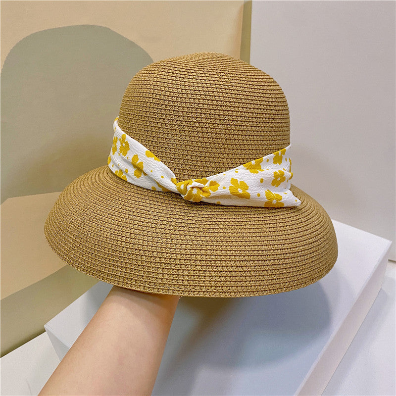 Pastoral Style Sunshade Hat With Small Flower Straps - Zalixer