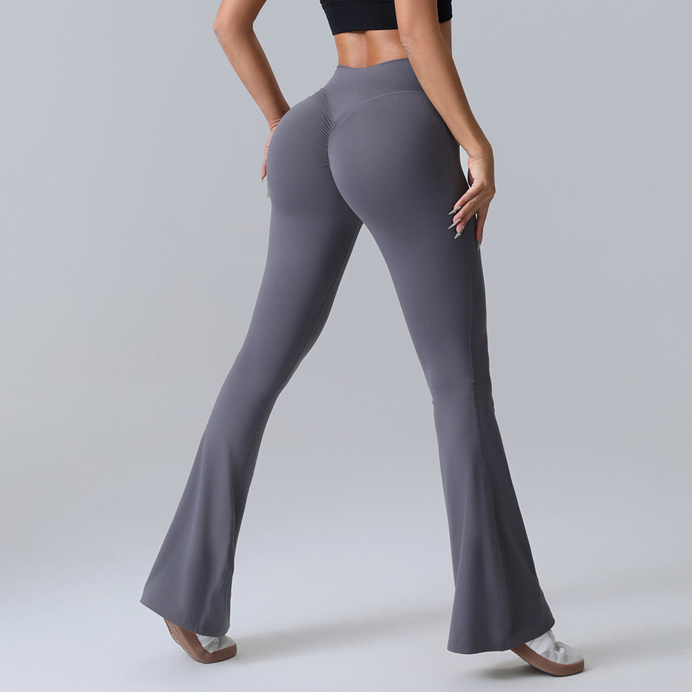 Hip-lift Yoga Flared Pants Fitness Sports Wide Leg High Waist Quick Dry Trousers Womens Clothing - Zalixer