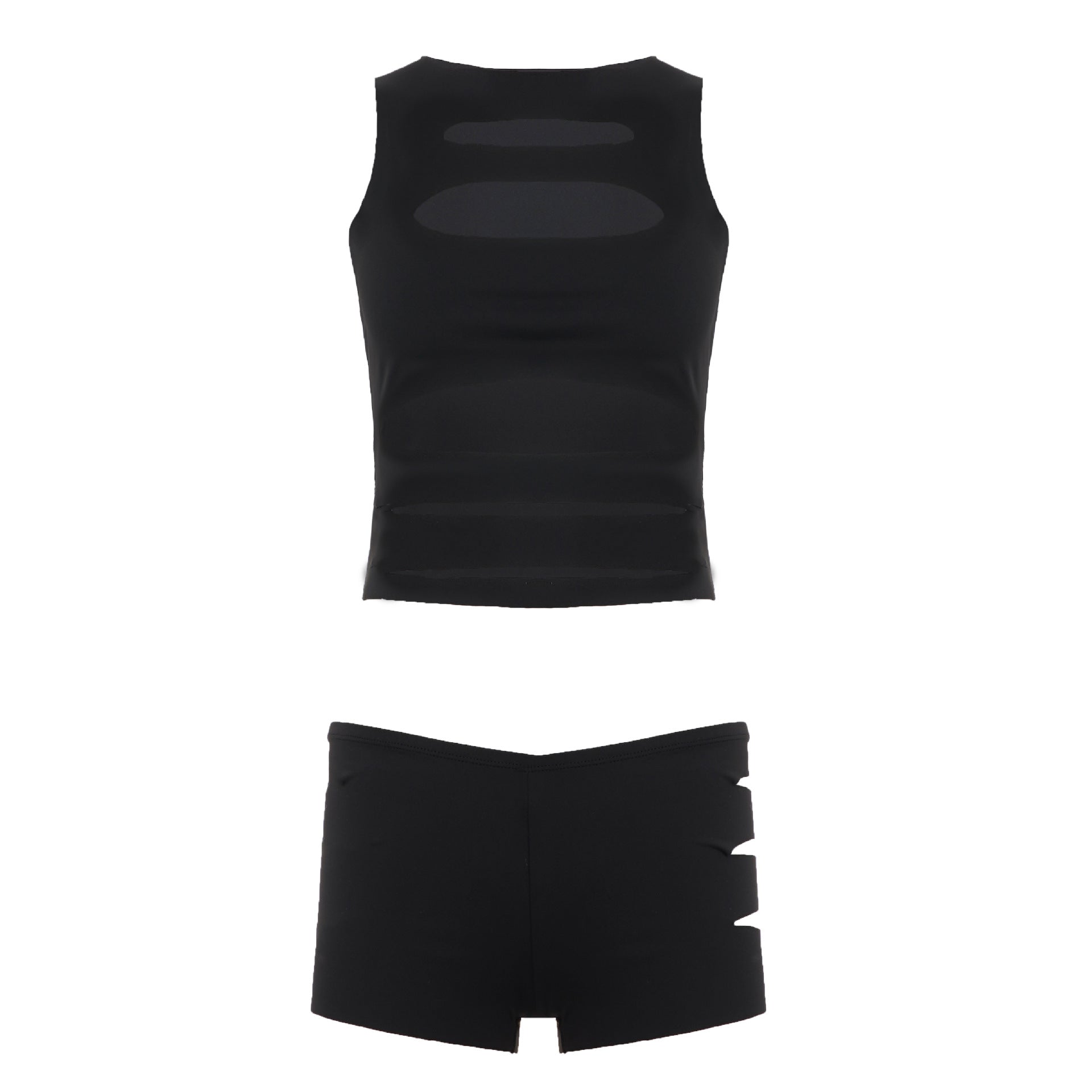 Womens Fashionable Sexy Hollow-Out Tank Top And Shorts Set - Zalixer