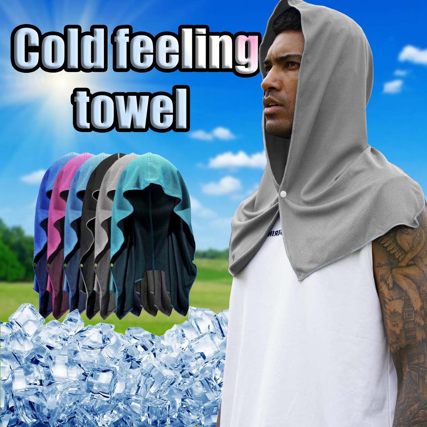 Quick Drying Sports Towel U-shaped Hoodie Cooling Towel Sun Protection Beach Cool Towel For Camping Gym Swimming Running Yoga