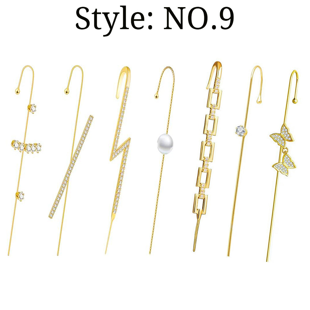 Zircon Earrings Slash Lightning Piercing Stud