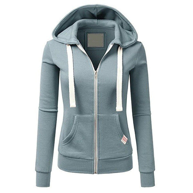 Womens Casual Sporty Cardigan With Zipper Hooded Sweatshirt - Zalixer
