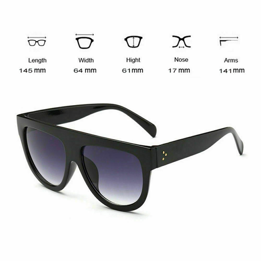 Oversized Black Leopard Womens Ladies Sunglasses Flat Top Shield Luxury Shadow - Zalixer