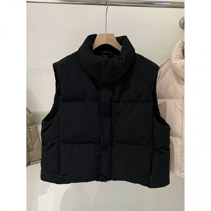 Womens Stylish Short Vest With A Stand-up Collar - Zalixer