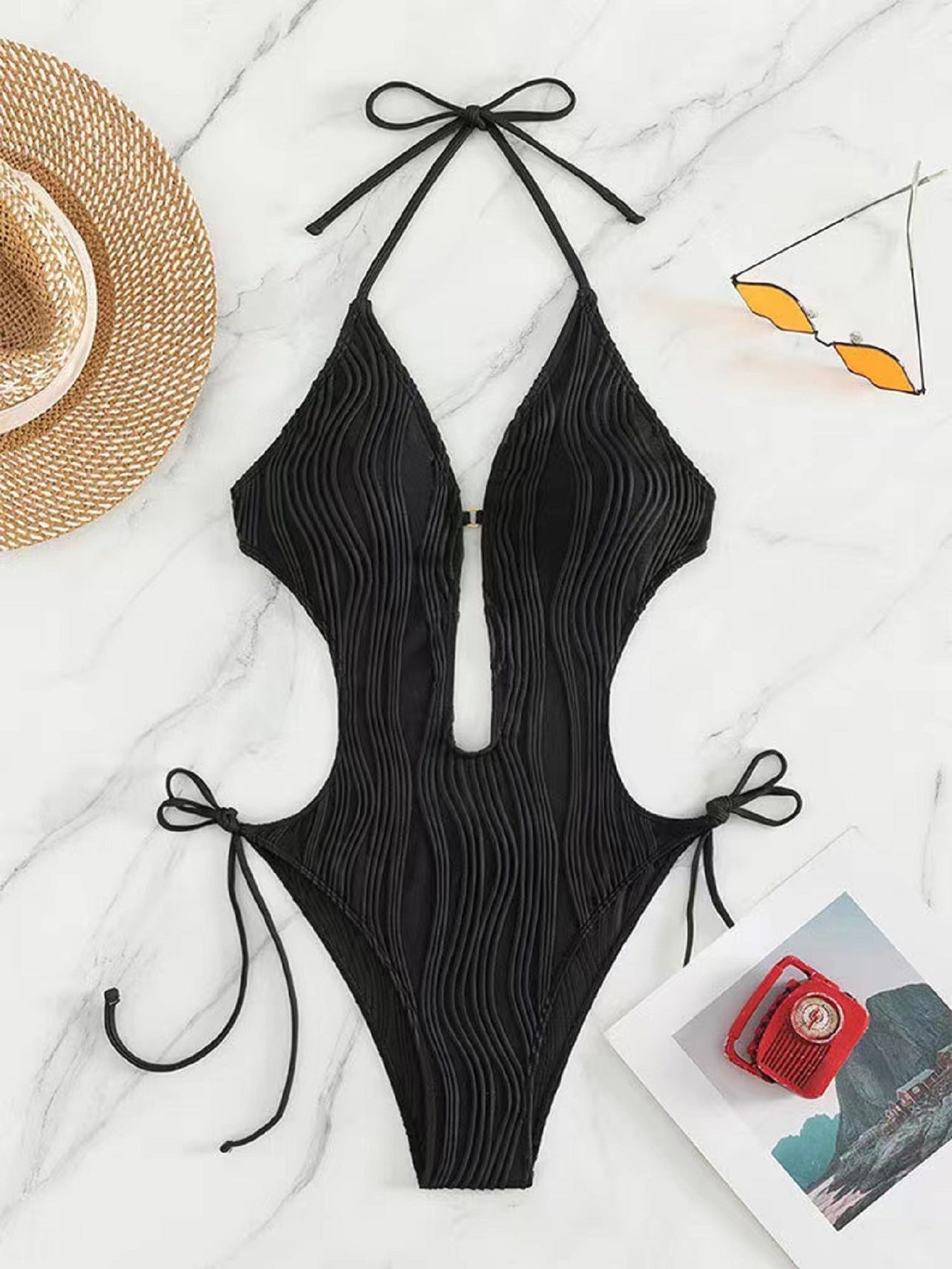 Women's Lace Up Triangle Bikini Swimsuit - Zalixer
