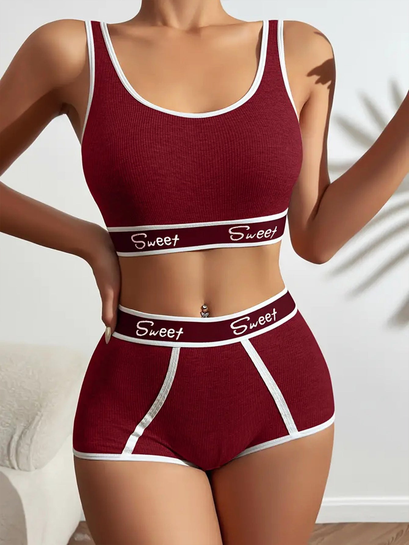 Workout Underwear Cotton Wide-brimmed Letters Sports Underwear Suit - Zalixer